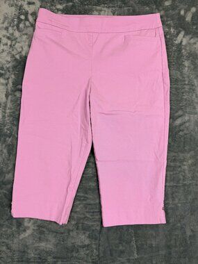 Chicos Pink Capri Pants Womens Size 10 Stretch Cotton Blend Slim Fit